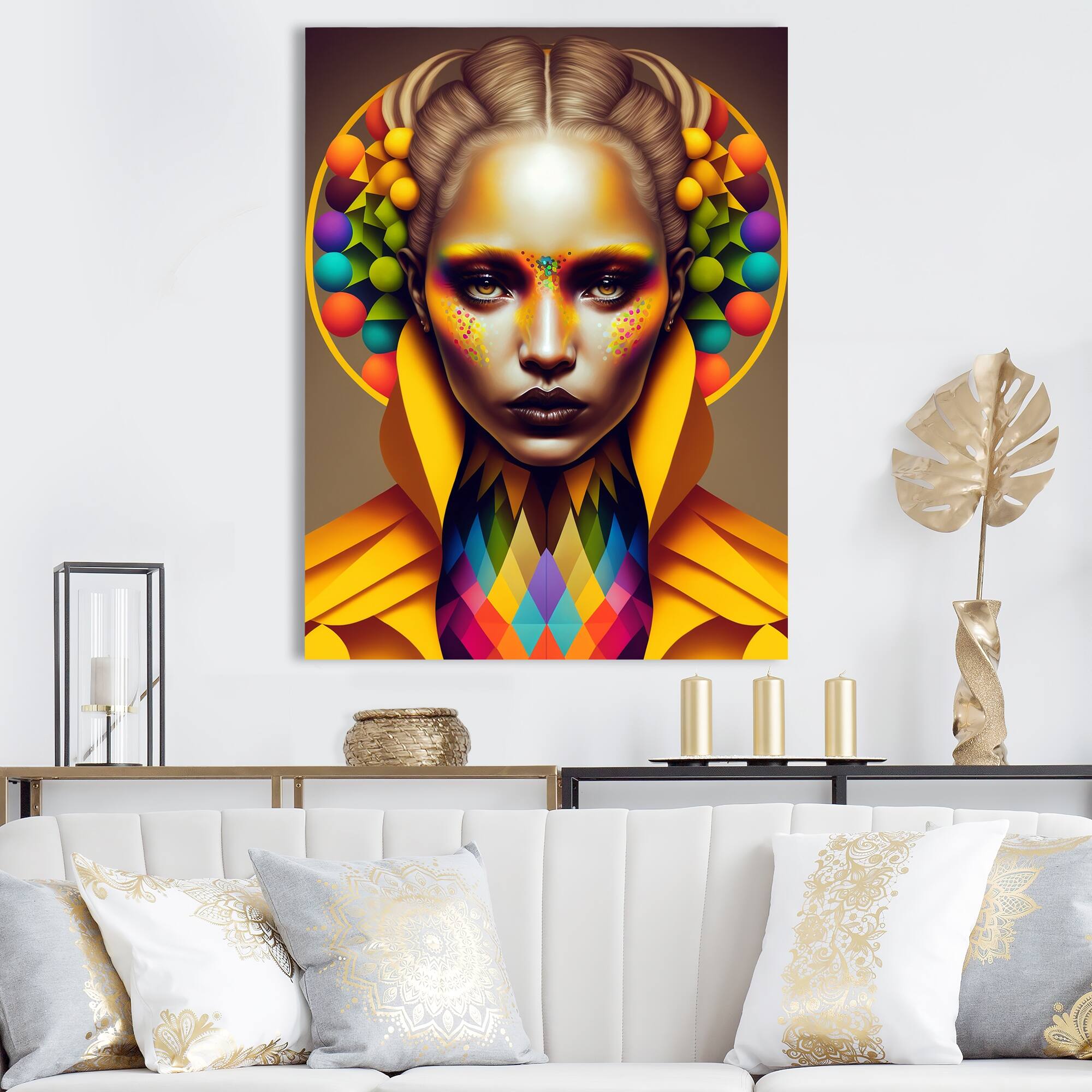 Designart "Retrofuturistic Contemporary Hipsters II" Woman Pop Art Wall Art Living Room Bed